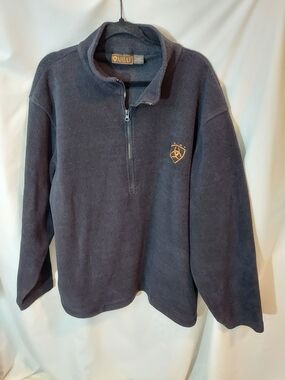 Ariat Black Quarter-Zip Fleece Mock Neck Pullover Sweatshirt Size Large